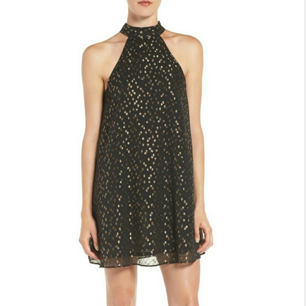 🏷️ NWT Chelsea28 Metallic Halter Dress Mini